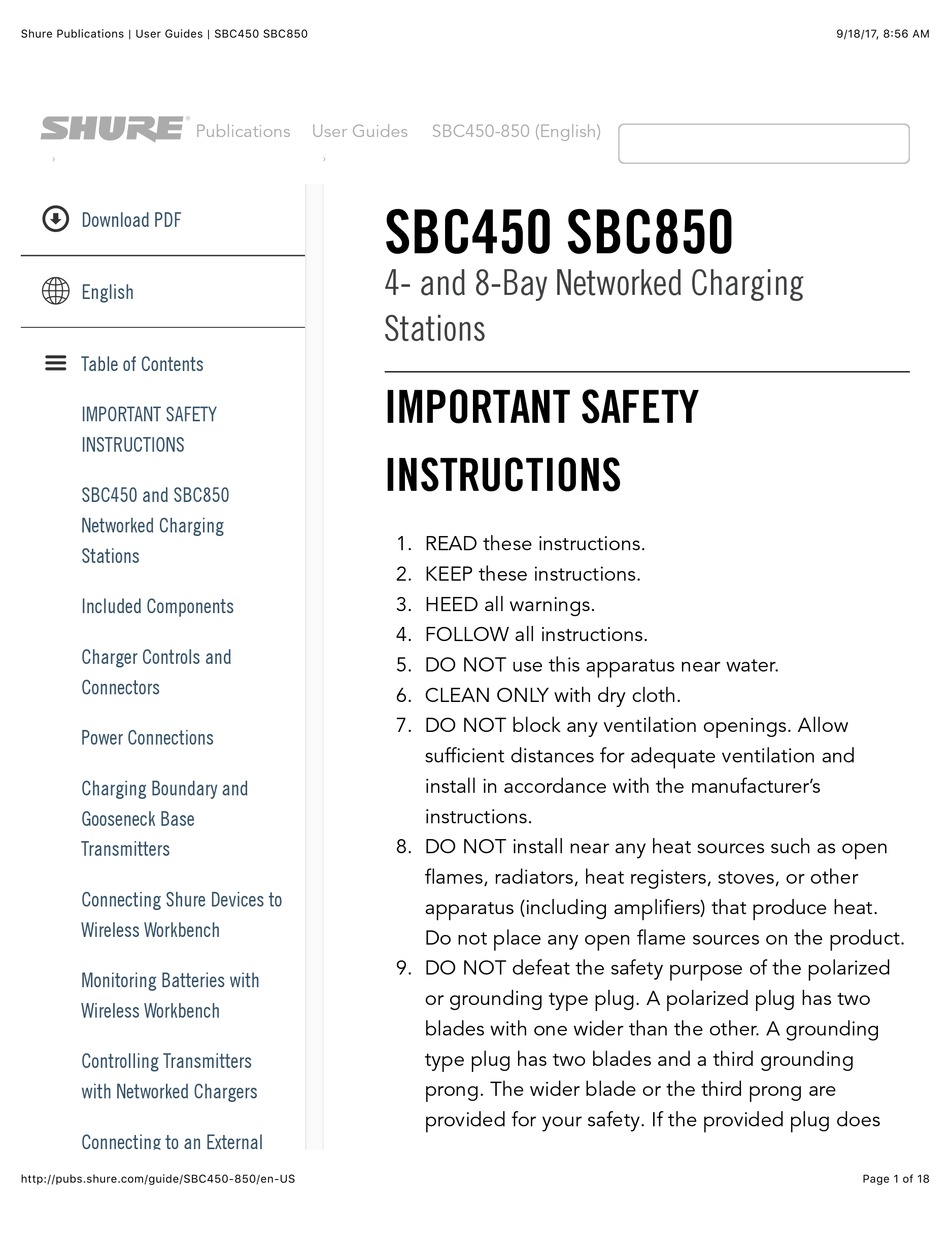 SHURE SBC450 USER MANUAL Pdf Download | ManualsLib