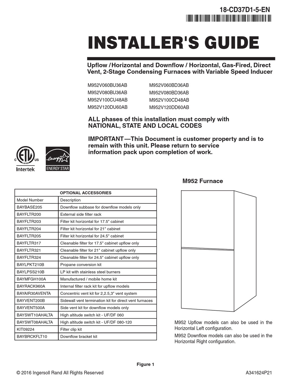 INGERSOLL-RAND M952V060BU36AB INSTALLER'S MANUAL Pdf Download | ManualsLib