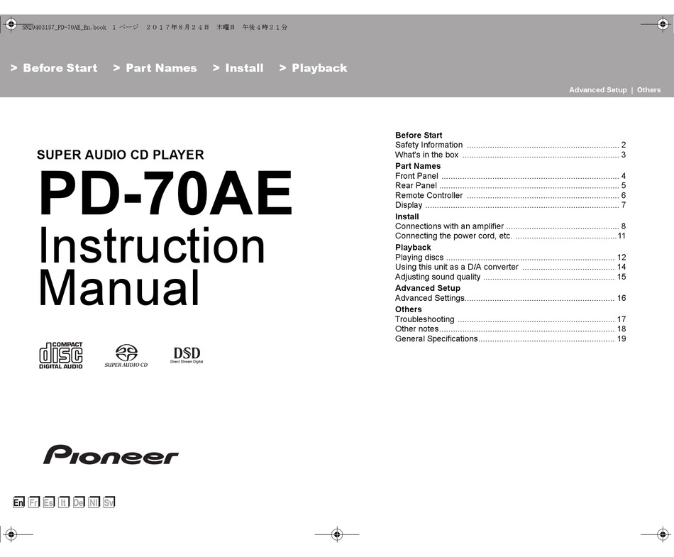 Pioneer Pd 70ae Instruction Manual Pdf Download Manualslib