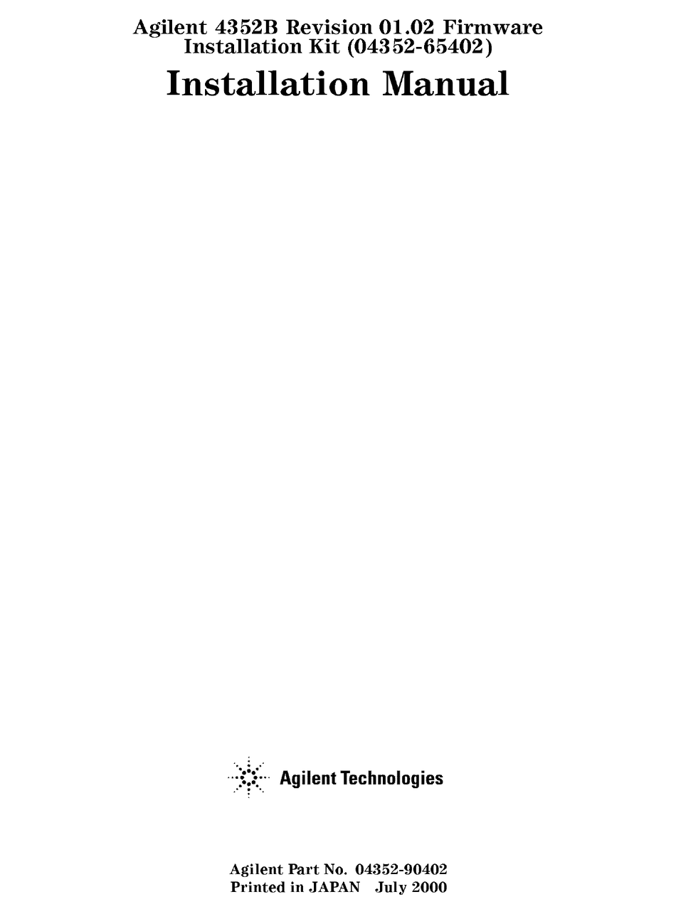 AGILENT TECHNOLOGIES 4352B INSTALLATION MANUAL Pdf Download | ManualsLib