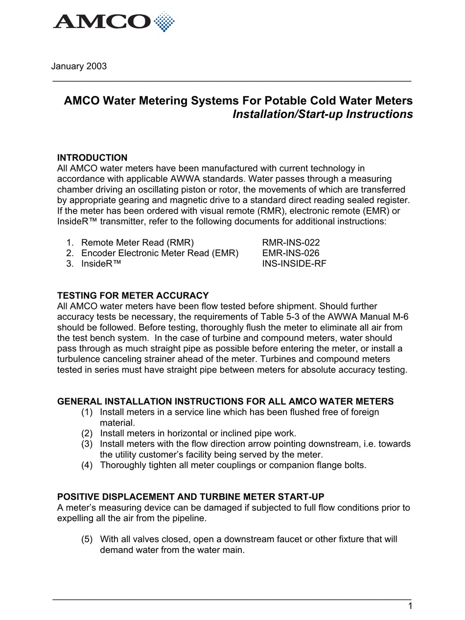 AMCO C700 INSTALLATION AND START-UP INSTRUCTIONS Pdf Download | ManualsLib