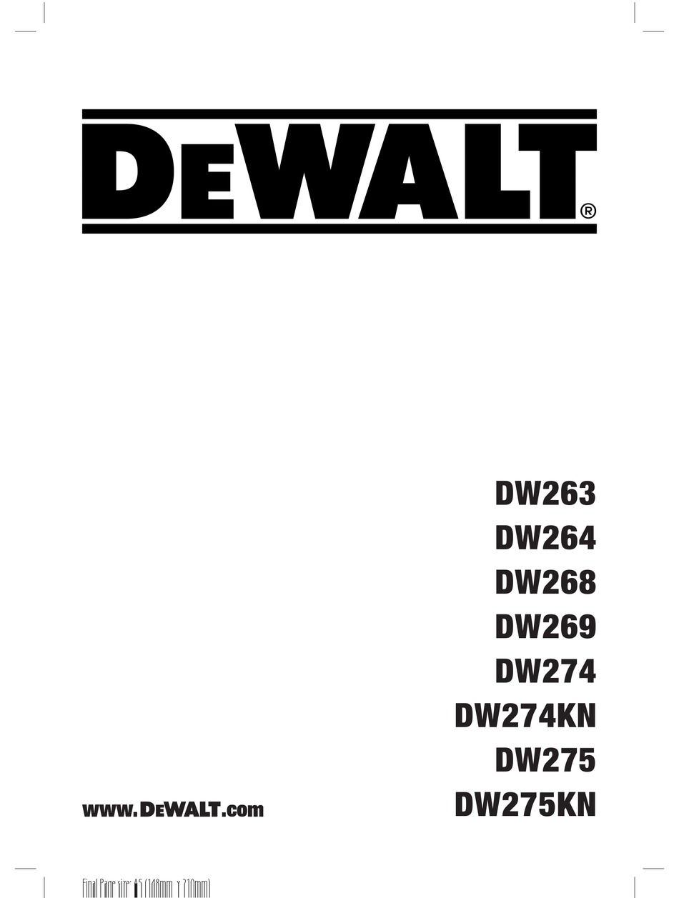 DEWALT DW263 ORIGINAL INSTRUCTIONS MANUAL Pdf Download | ManualsLib
