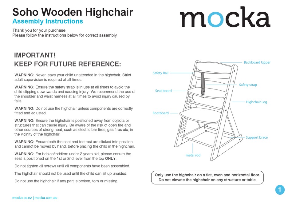 mocka soho wooden highchair
