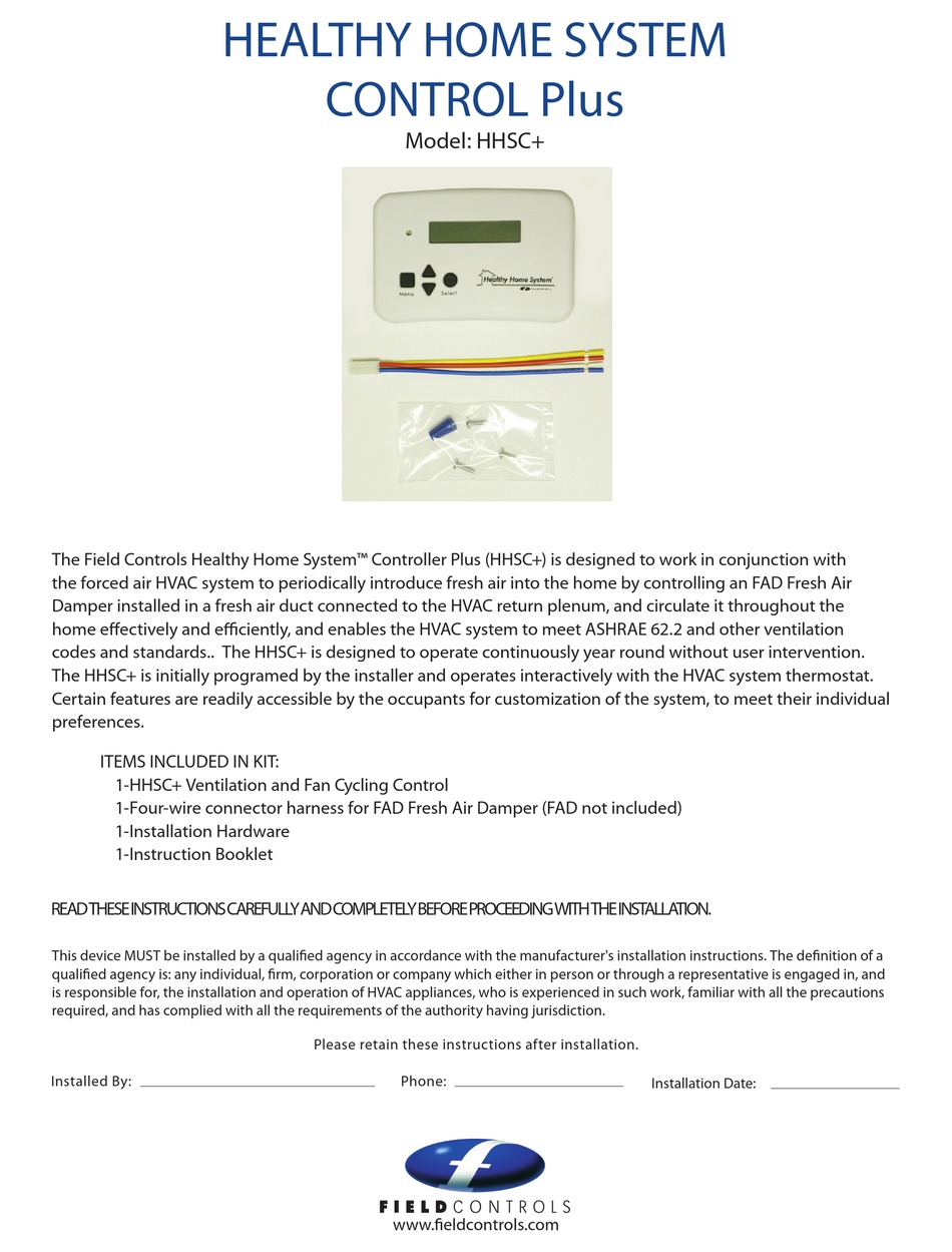 FIELD CONTROLS HHSC+ USER MANUAL Pdf Download ManualsLib