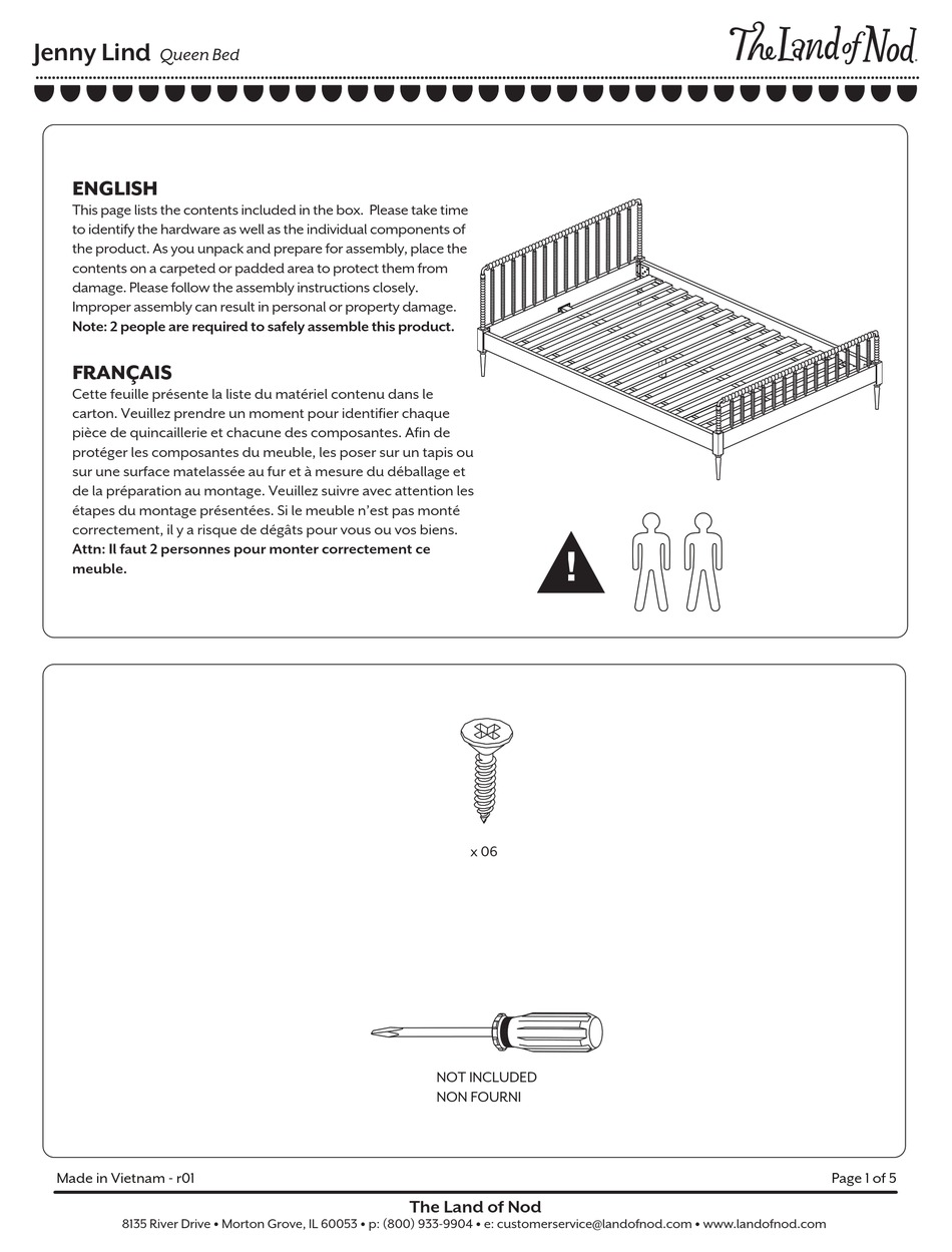 The Land Of Nod Jenny Lind Queen Bed Assembly Instructions Pdf Download Manualslib