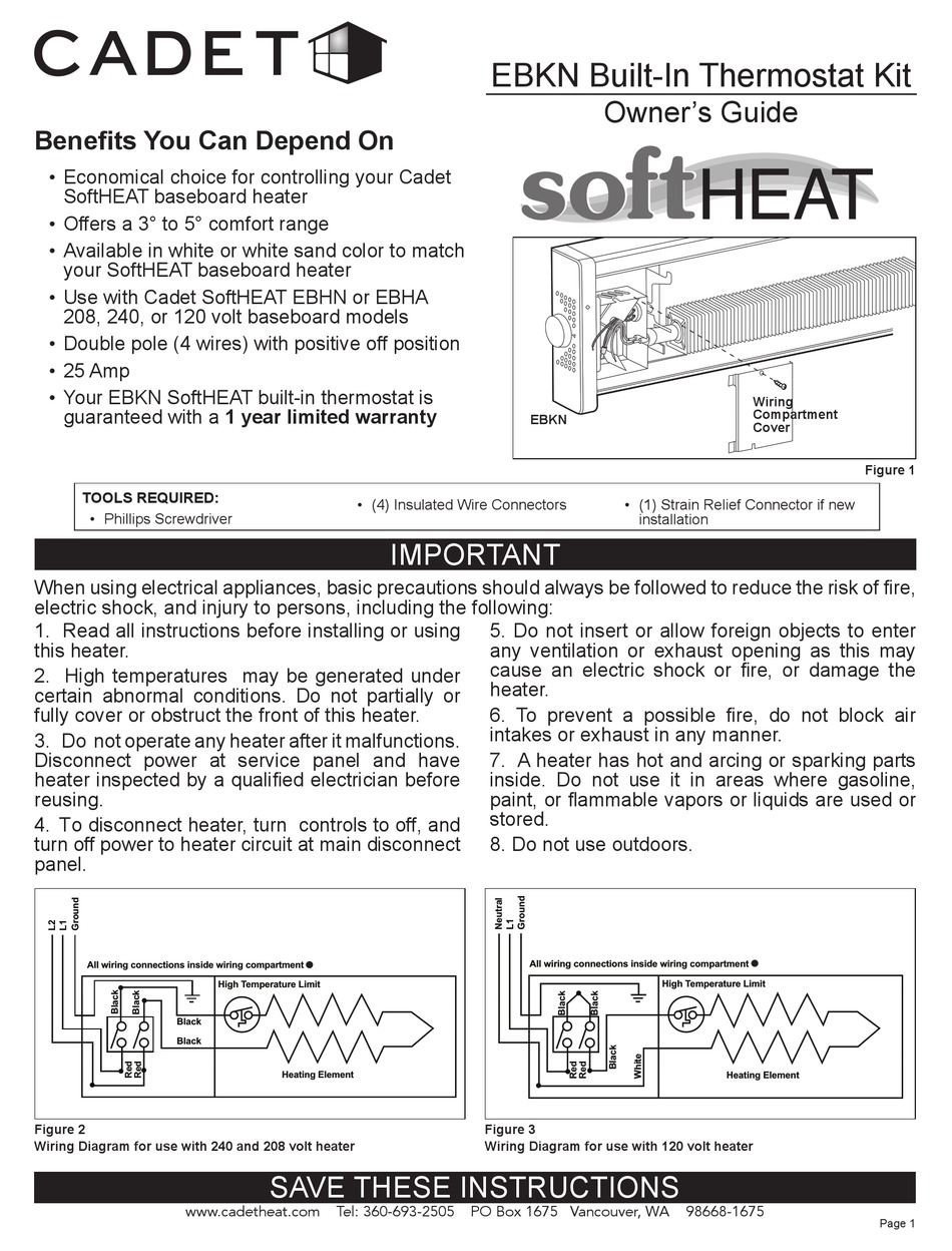 Cadet Softheat Owner S Manual Pdf