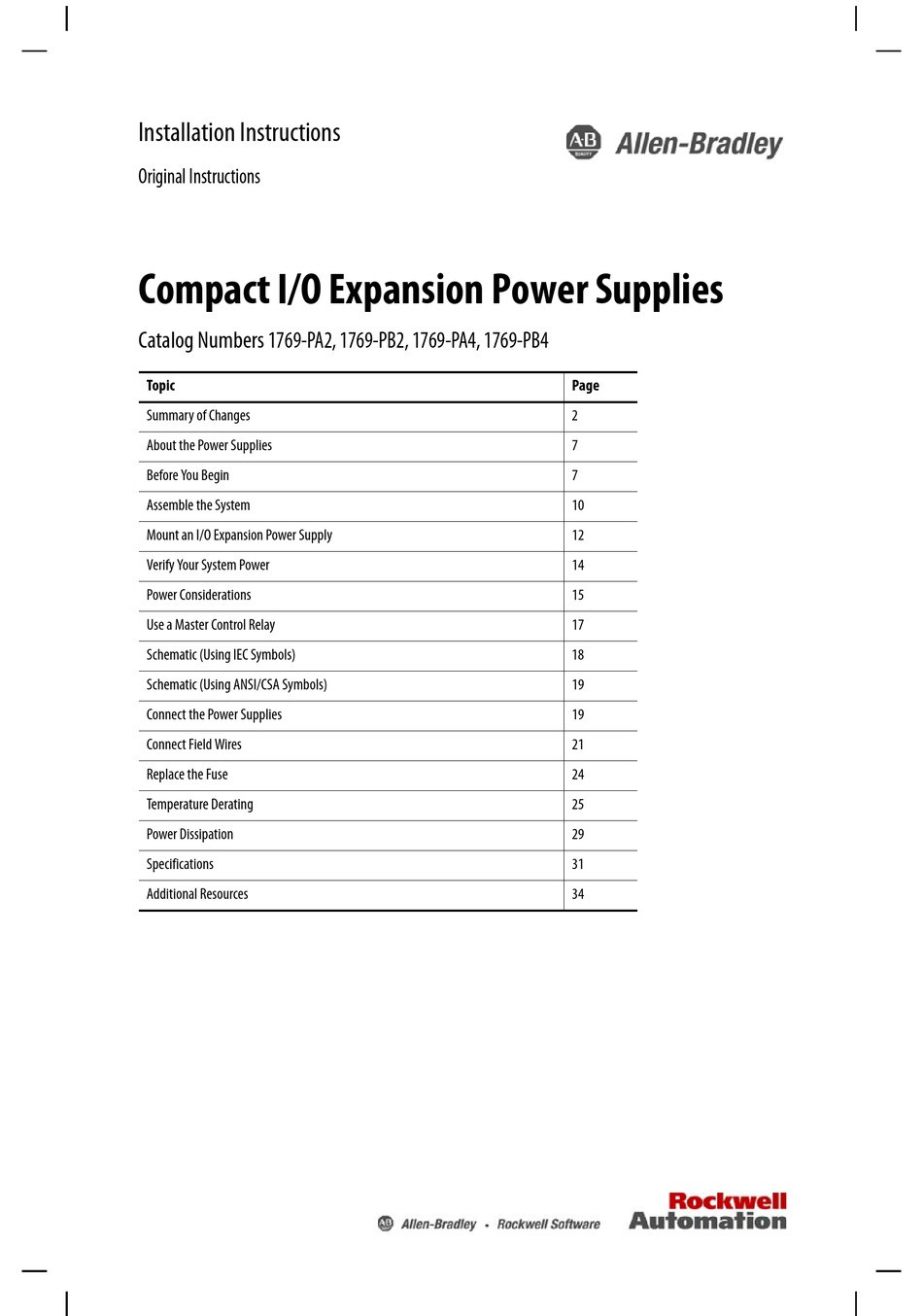 ALLEN-BRADLEY 1769-PA2 INSTALLATION INSTRUCTIONS MANUAL Pdf Download