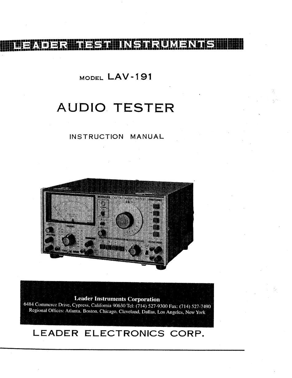 LEADER ELECTRONICS CORP. LAV-191 INSTRUCTION MANUAL Pdf Download