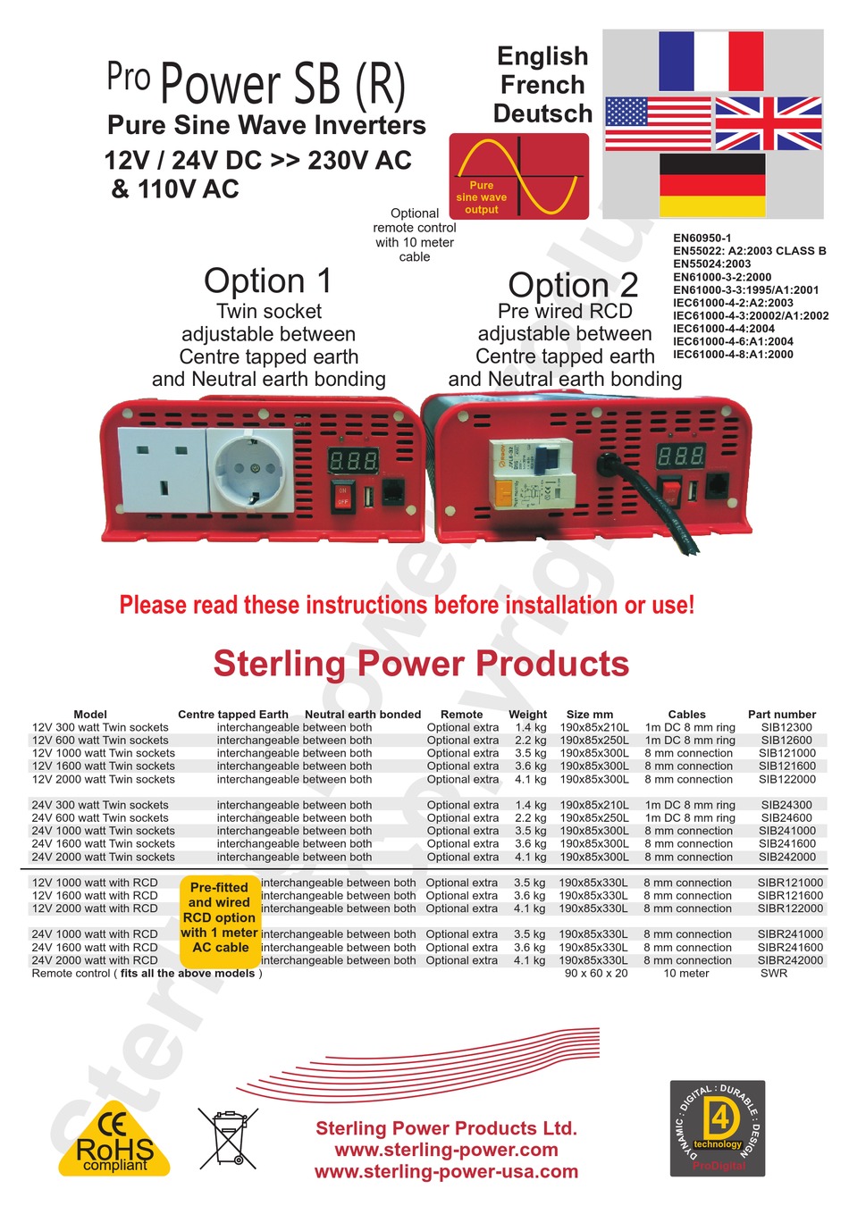 STERLING POWER PRODUCTS SIB12600 INSTRUCTIONS MANUAL Pdf Download
