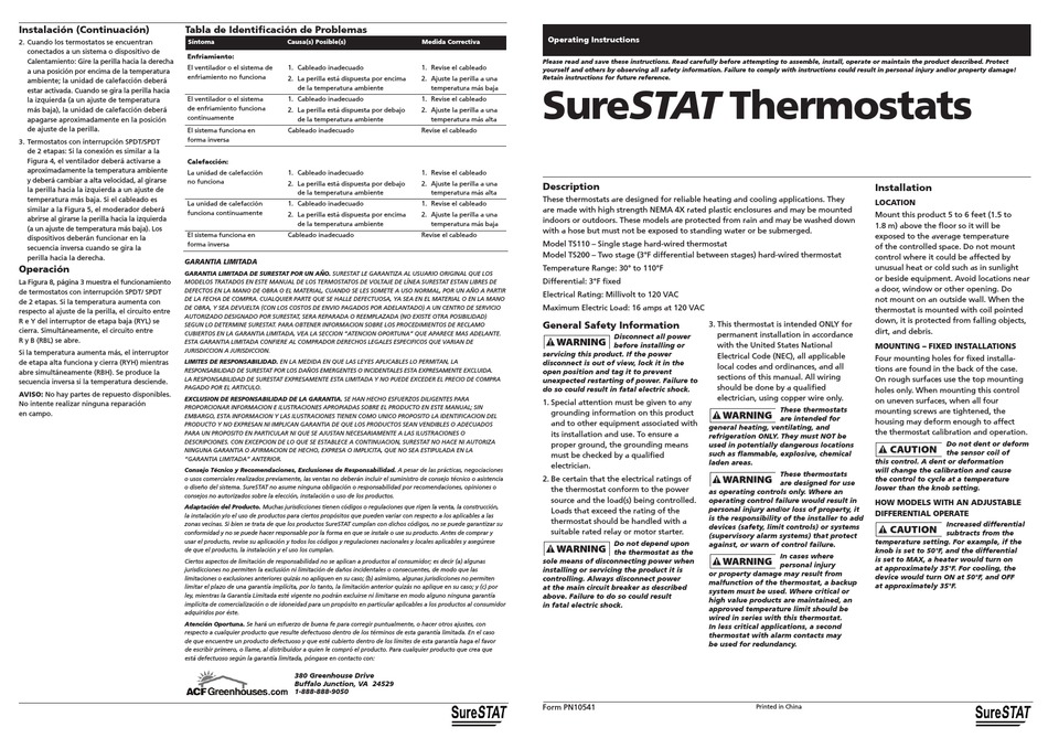 SureStat TS200 2 Stage Thermostat Control from ACF Greenhouses