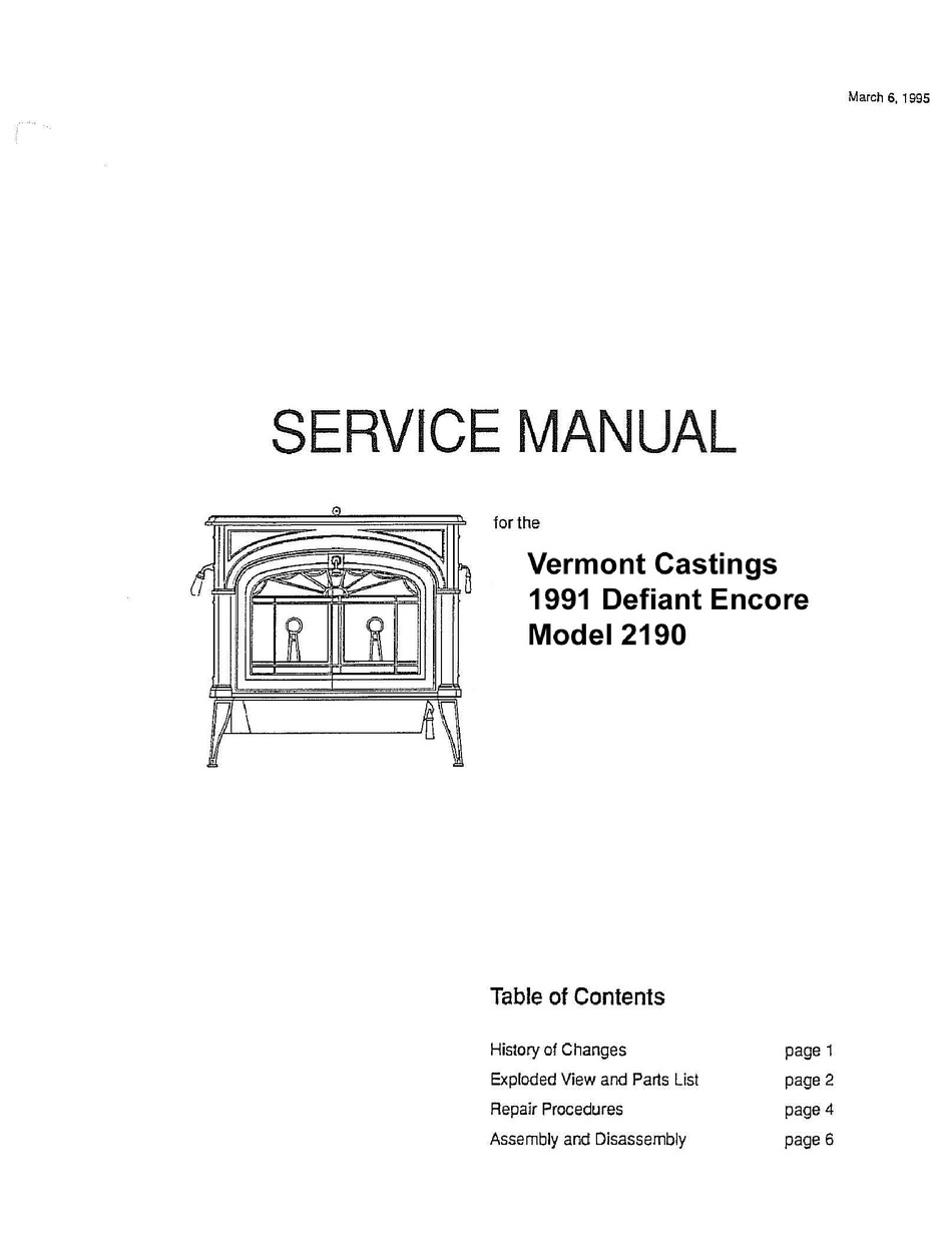 VERMONT CASTINGS 1991 DEFIANT ENCORE 2190 SERVICE MANUAL Pdf Download |  ManualsLib