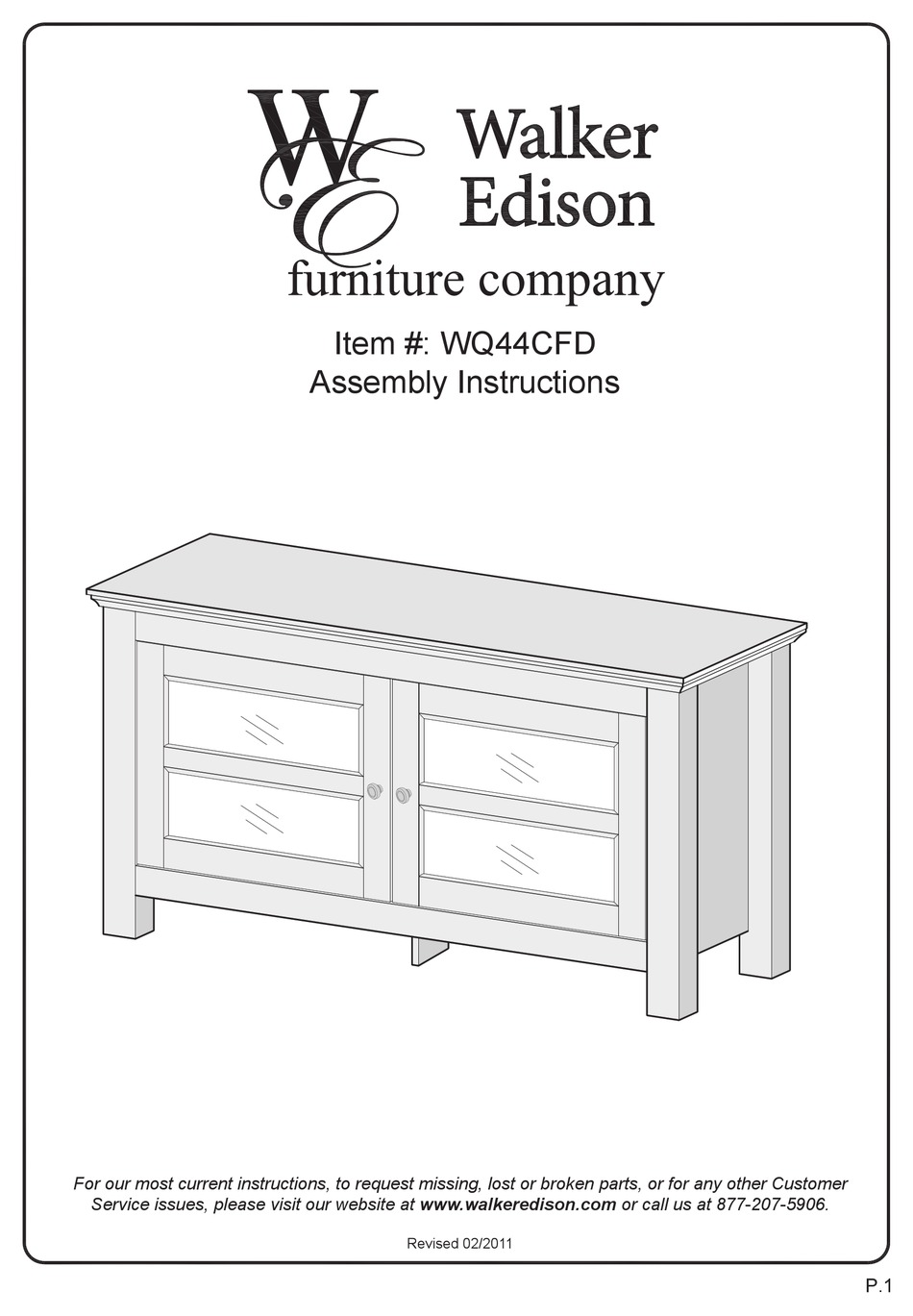 WALKER EDISON WQ44CFD ASSEMBLY INSTRUCTIONS MANUAL Pdf Download