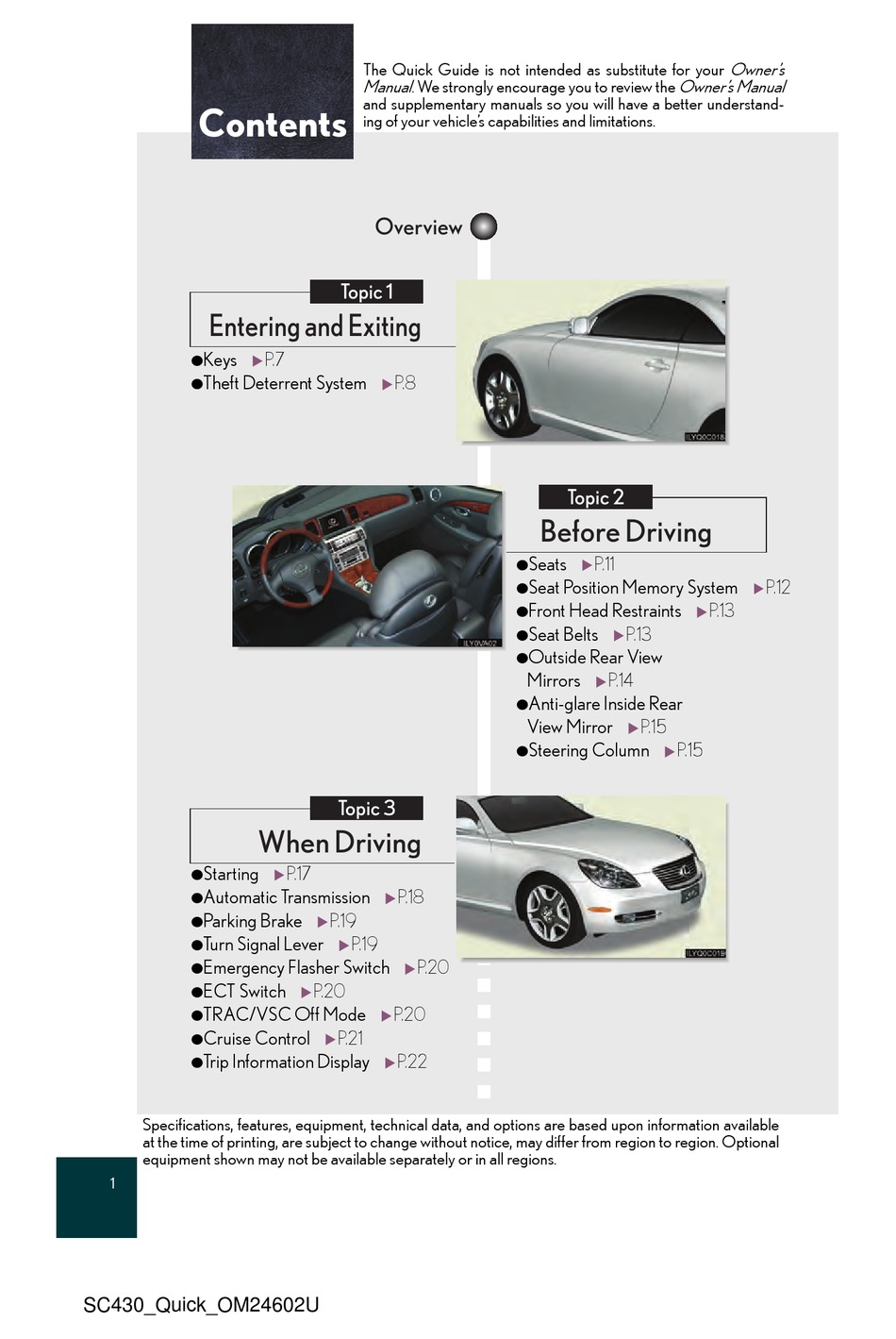 LEXUS SC430 OWNER'S MANUAL Pdf Download | ManualsLib