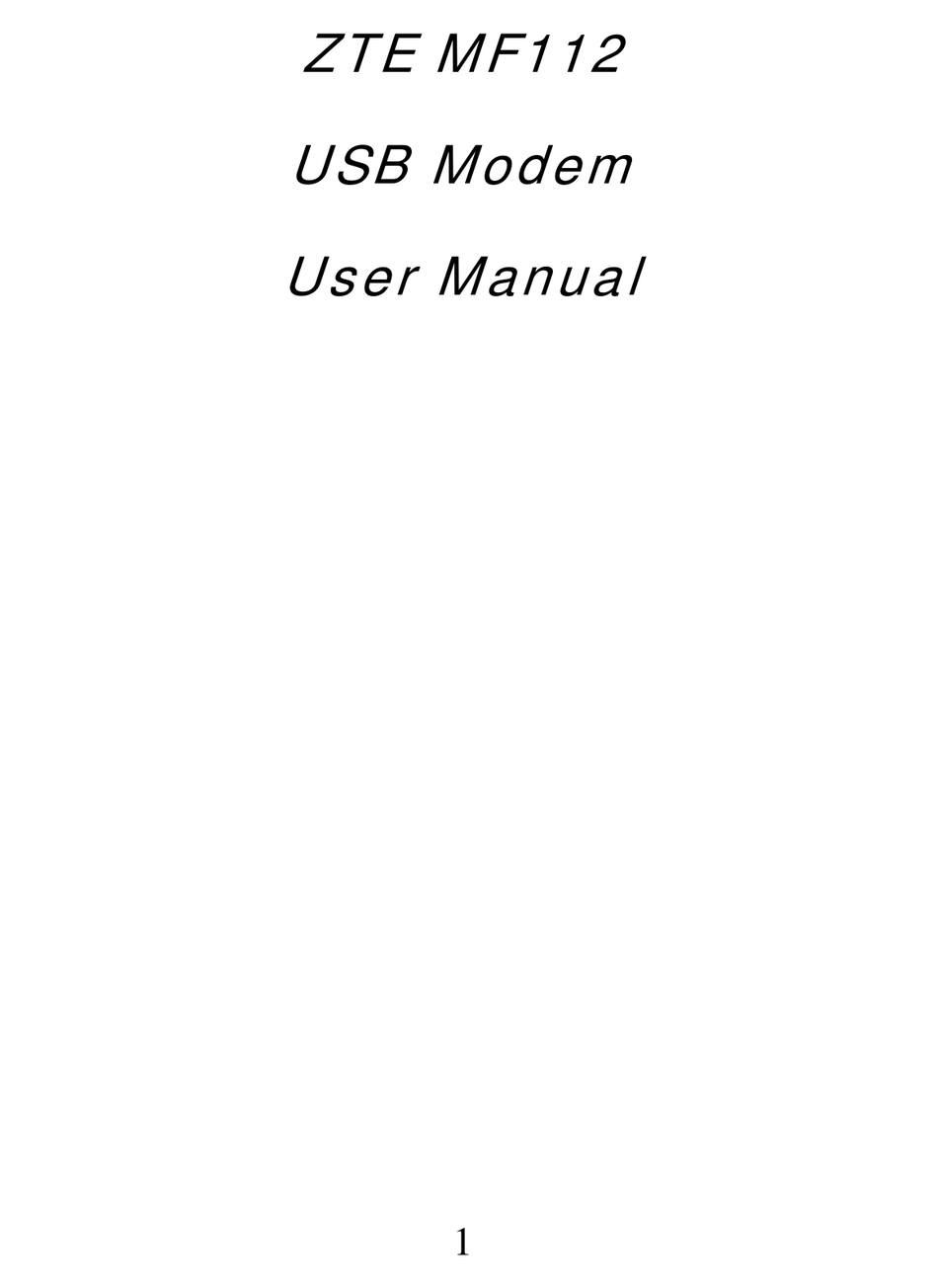 ZTE MF112 USER MANUAL Pdf Download | ManualsLib