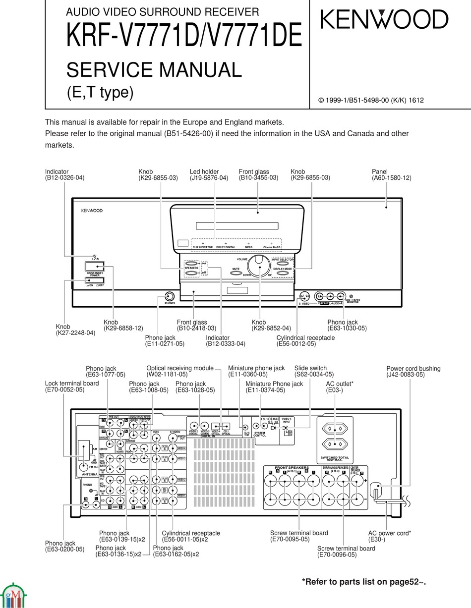 KENWOOD KRF-V7771D SERVICE MANUAL Pdf Download | ManualsLib