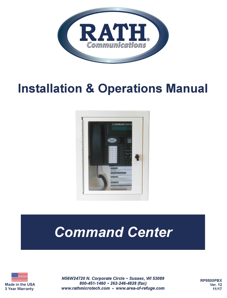 RATH COMMAND CENTER INSTALLATION & OPERATION MANUAL Pdf Download