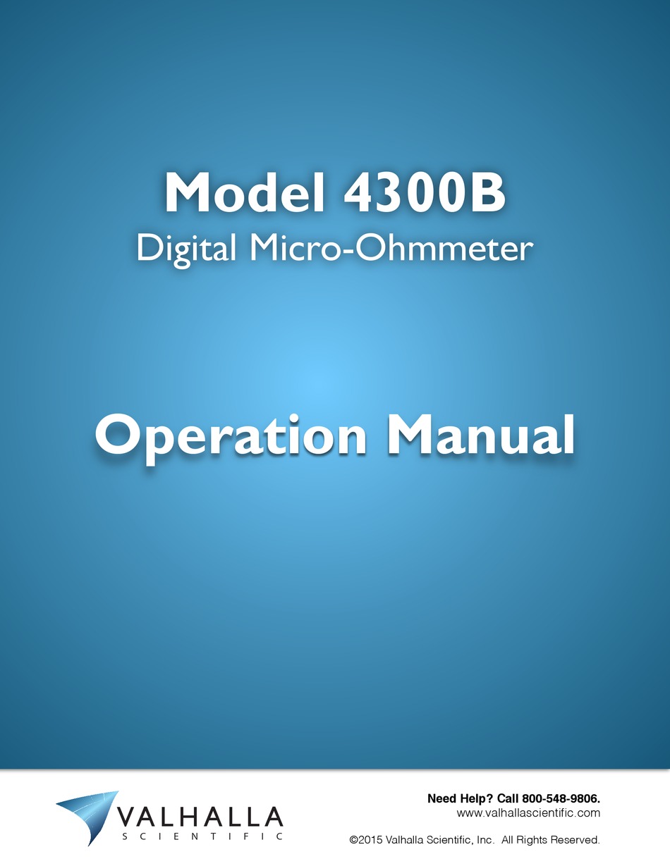 Valhalla 4300-ATC Operating & Service Manual 