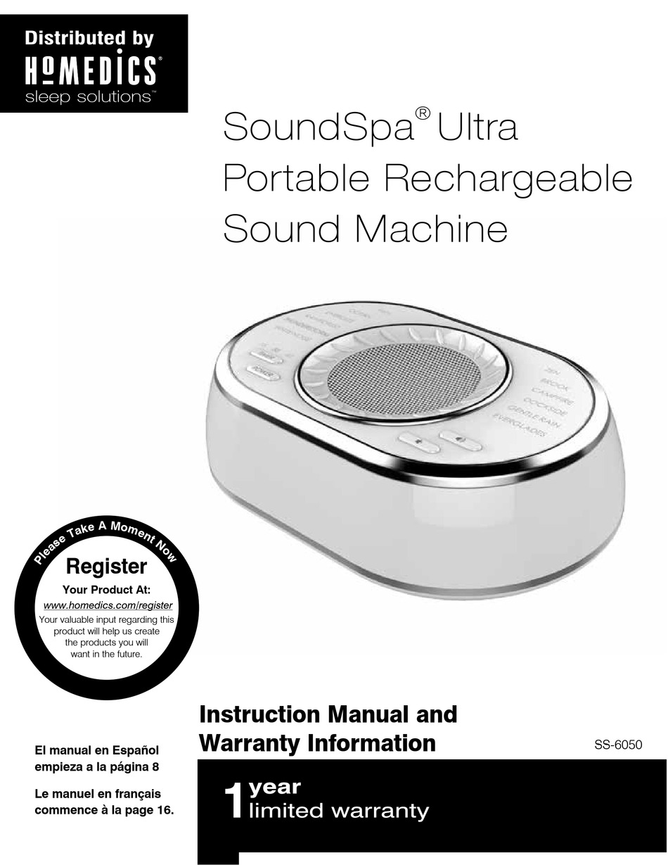 HOMEDICS SOUNDSPA ULTRA INSTRUCTION MANUAL AND WARRANTY INFORMATION Pdf