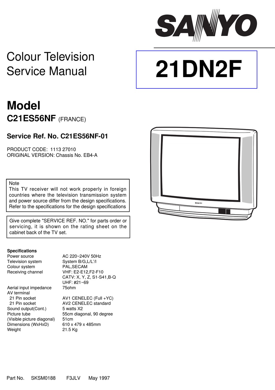 Sanyo 21dn2f Service Manual Pdf Download Manualslib