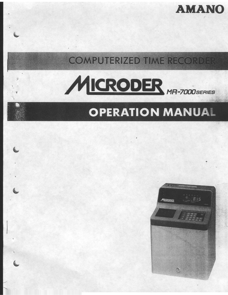 Amano Microder Mr 7000 Series Operation Manual Pdf Download Manualslib