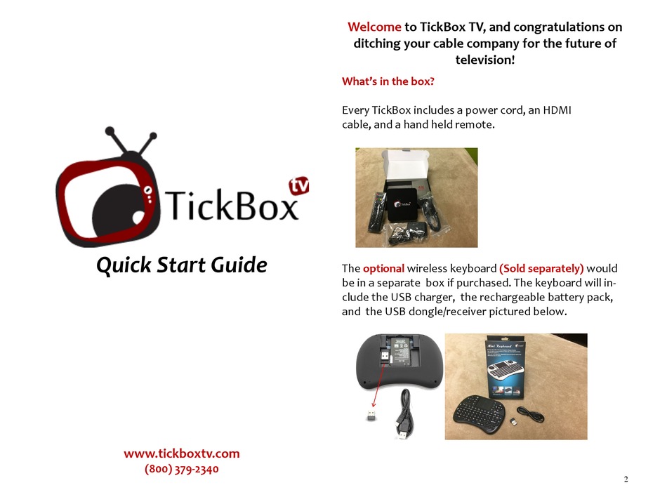 TICKBOX TV QUICK START MANUAL Pdf Download ManualsLib