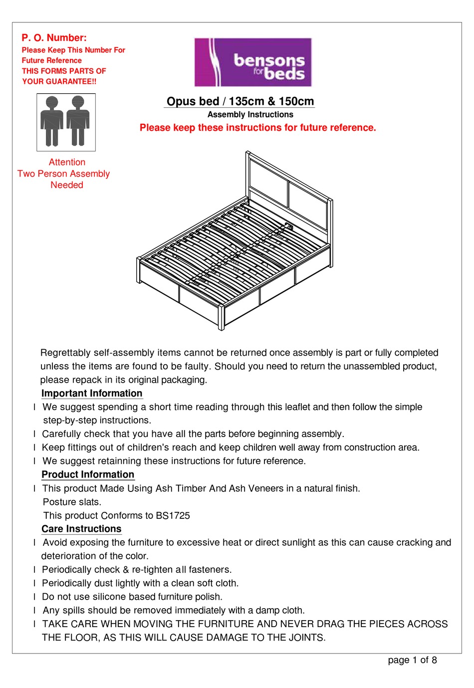 BENSONS FOR BEDS OPUS ASSEMBLY INSTRUCTIONS MANUAL Pdf Download