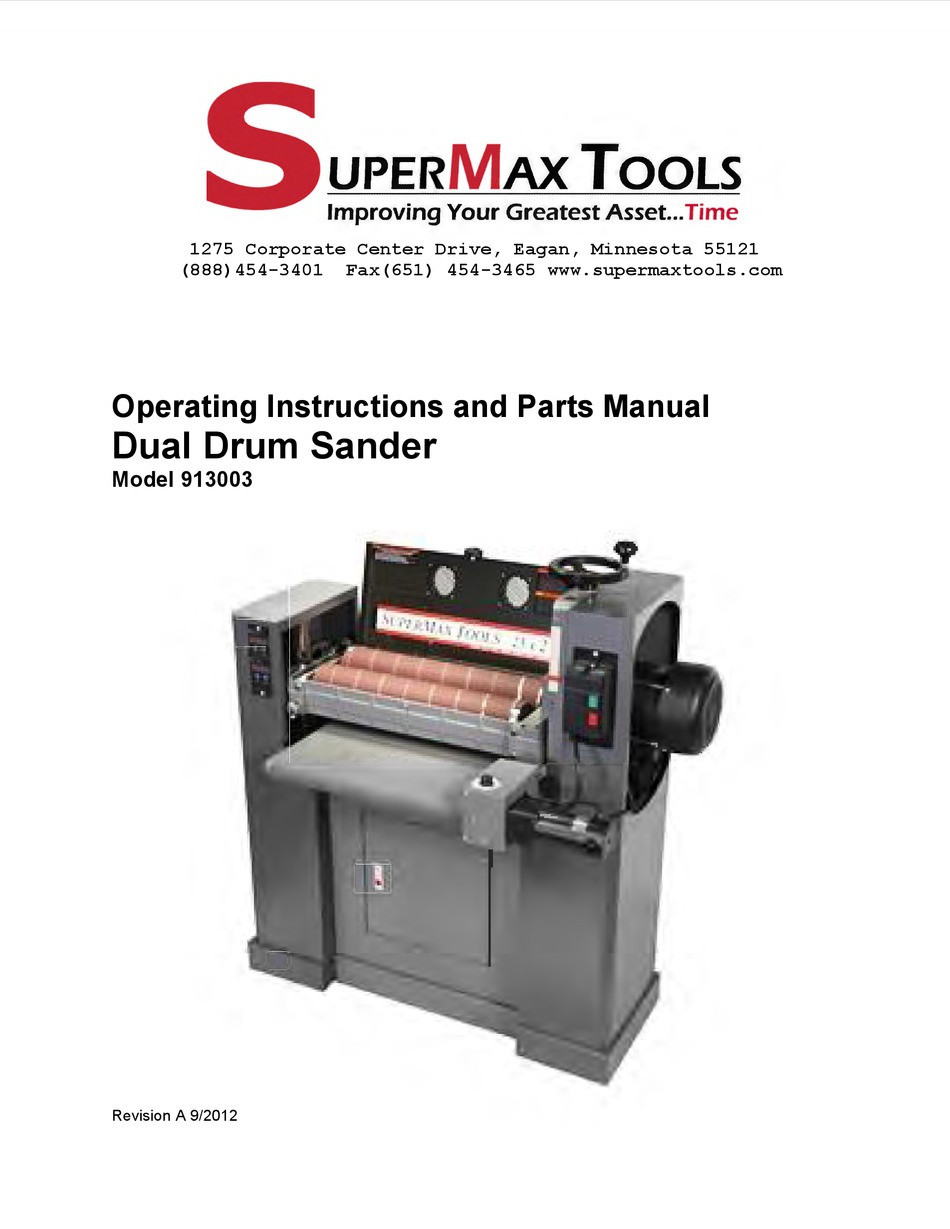 SUPERMAX 913003 OPERATING INSTRUCTIONS AND PARTS MANUAL Pdf Download