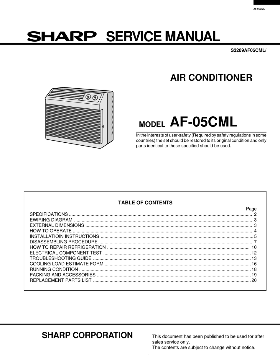SHARP AF05CML SERVICE MANUAL Pdf Download ManualsLib