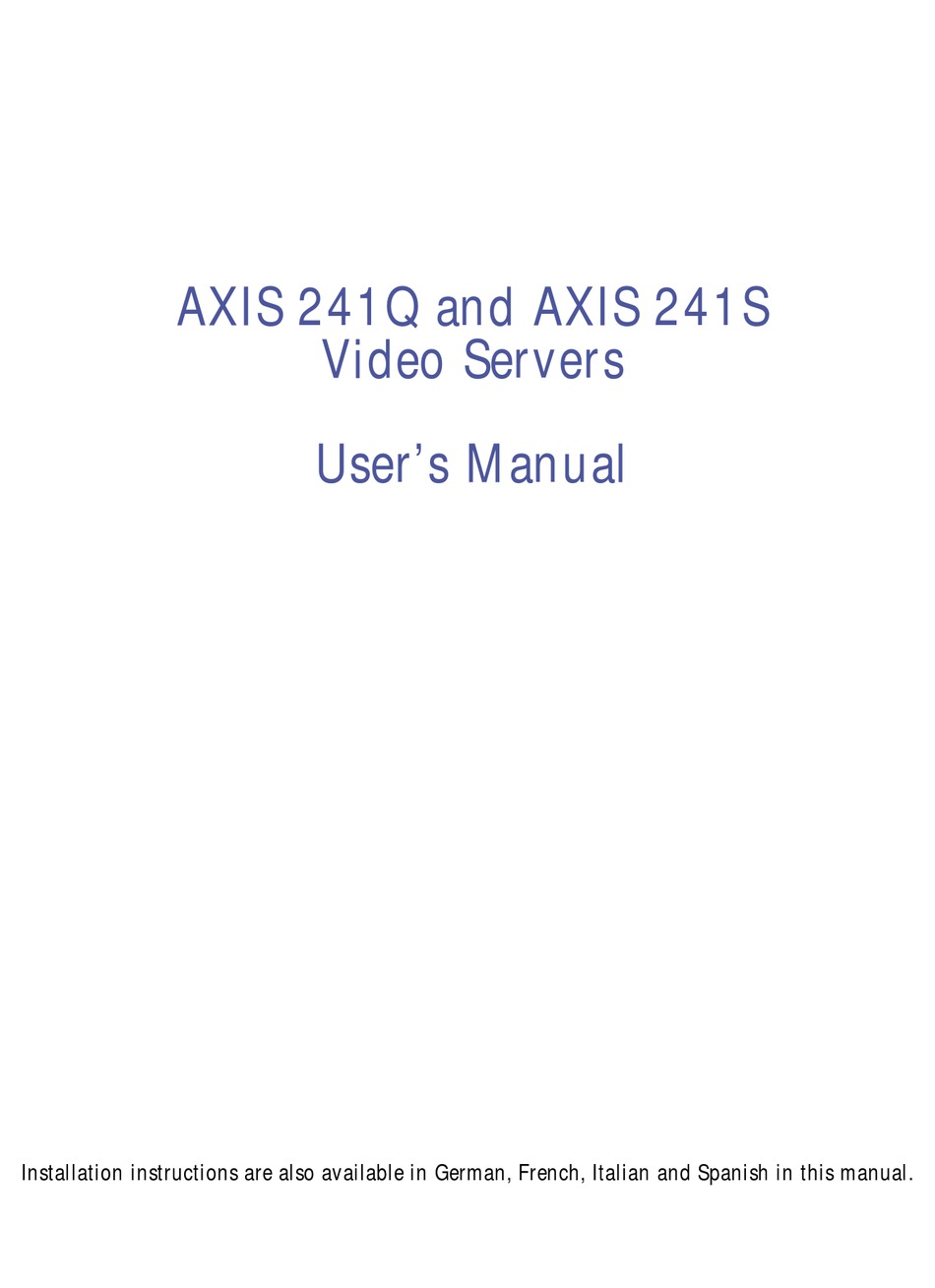 Axis 241q User Manual Pdf Download Manualslib