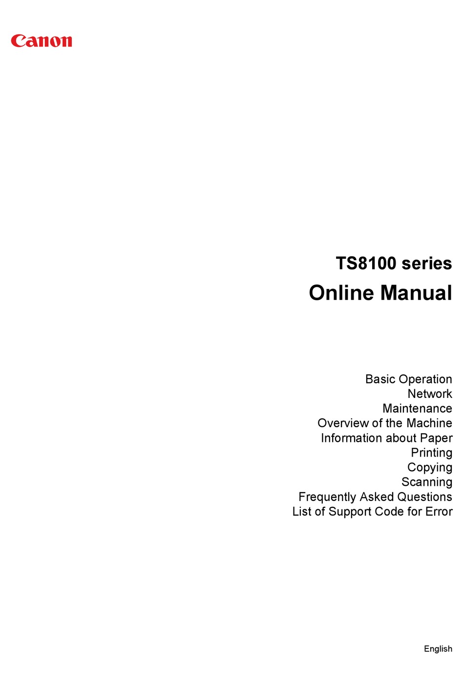 CANON TS8100 SERIES ONLINE MANUAL Pdf Download | ManualsLib