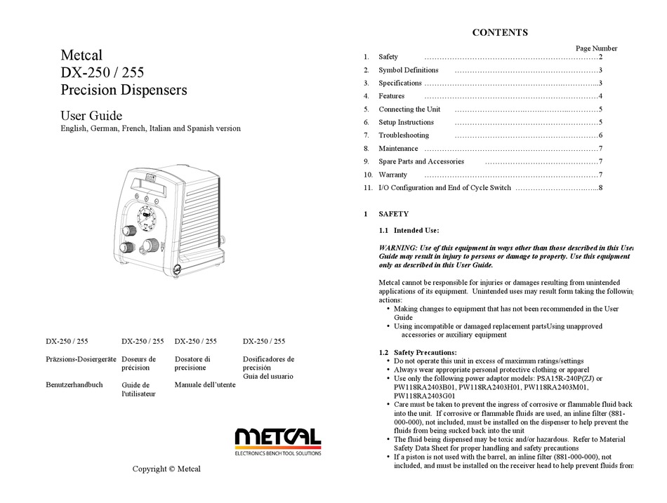 Metcal Dx 250 User Manual Pdf Download Manualslib