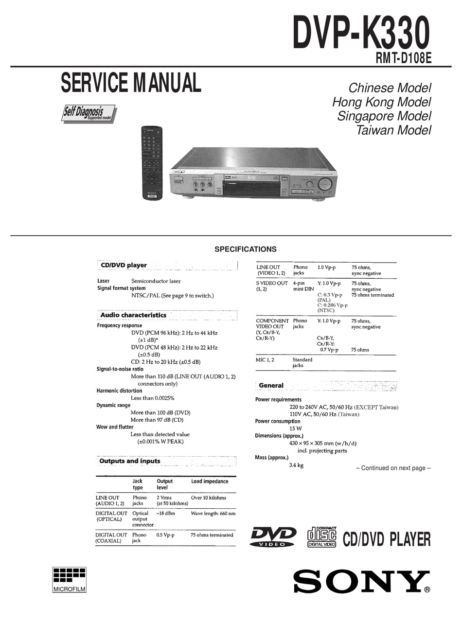 Sony Dvp K330 Service Manual Pdf Download Manualslib