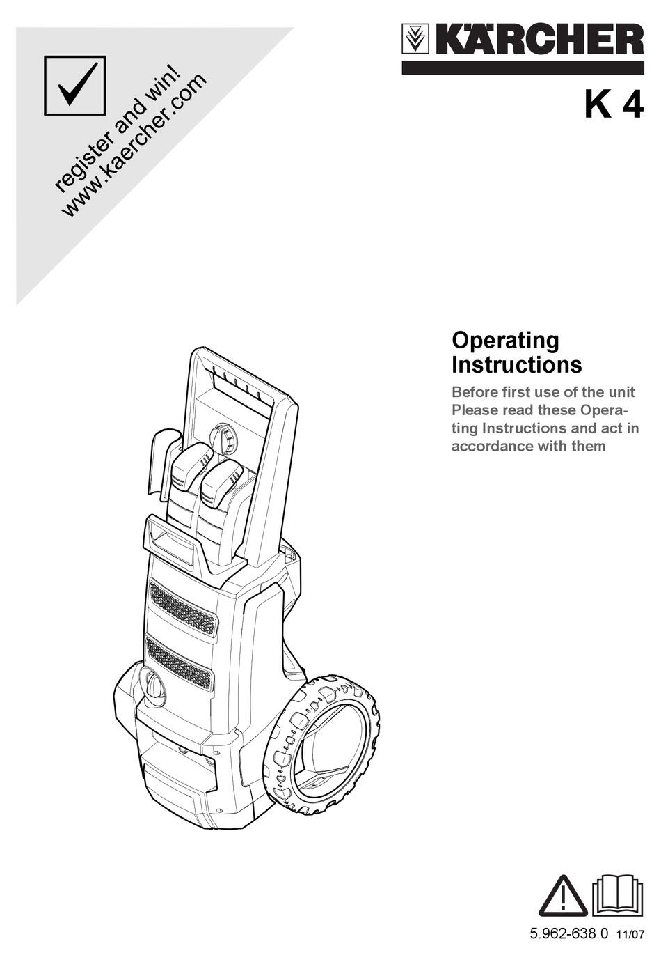 KÄRCHER K 4 OPERATING INSTRUCTIONS MANUAL