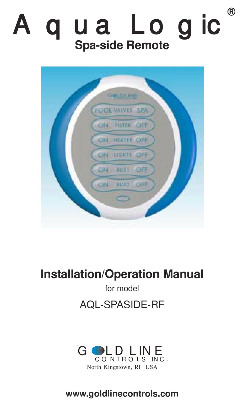 GOLDLINE AQLSPASIDERF INSTALLATION AND OPERATION MANUAL Pdf Download