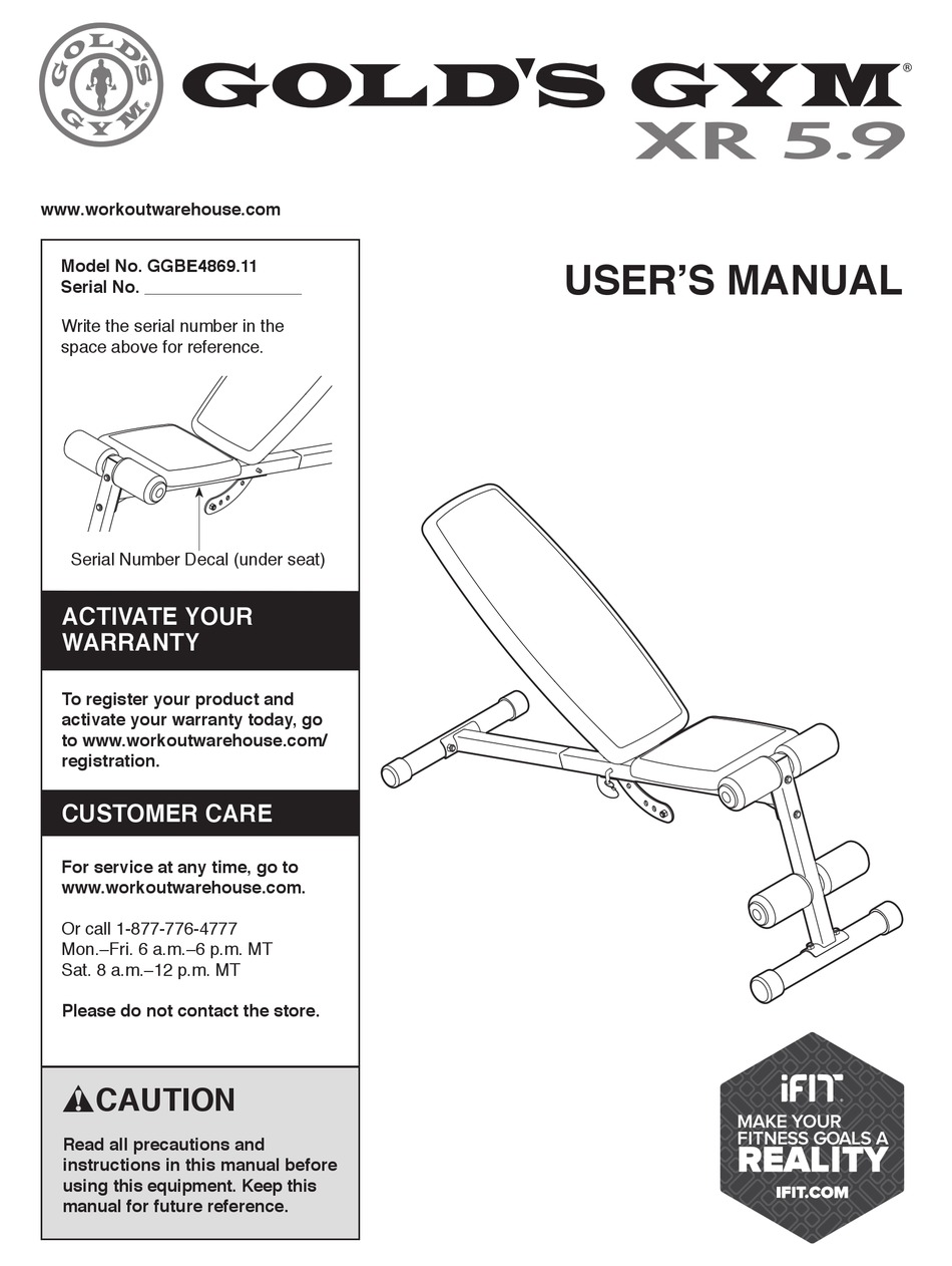 GOLD'S GYM XR 5.9 USER MANUAL Pdf Download | ManualsLib