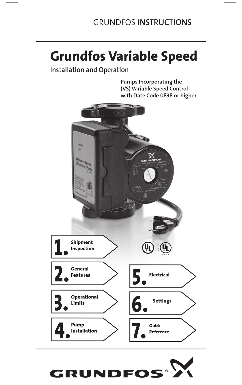 GRUNDFOS UP15-42F INSTALLATION AND OPERATION MANUAL Pdf Download
