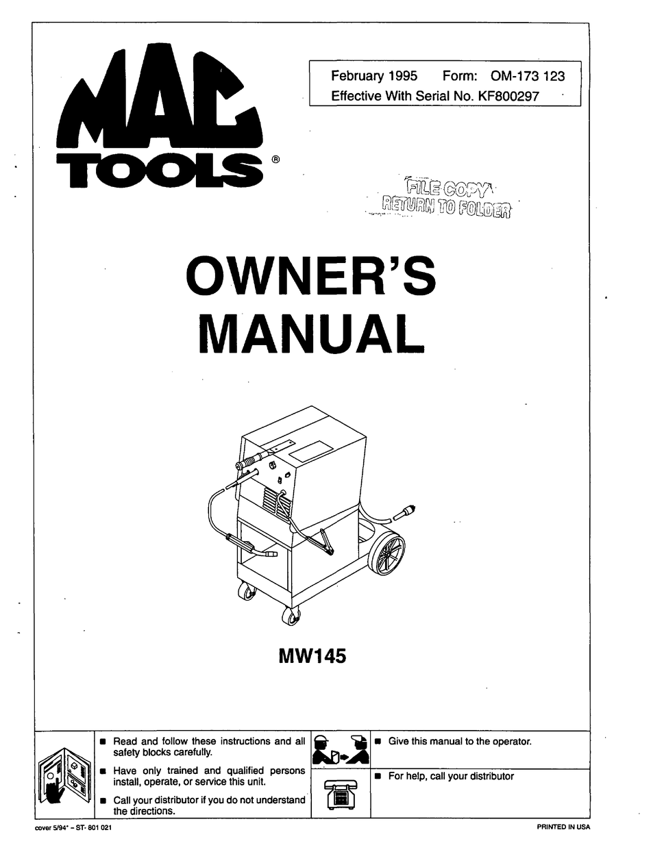 MAC TOOLS MW145 OWNER'S MANUAL Pdf Download ManualsLib