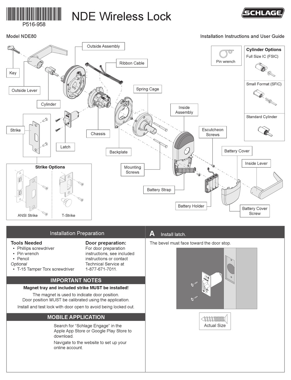 SCHLAGE NDE80 INSTALLATION INSTRUCTIONS AND USER MANUAL Pdf Download