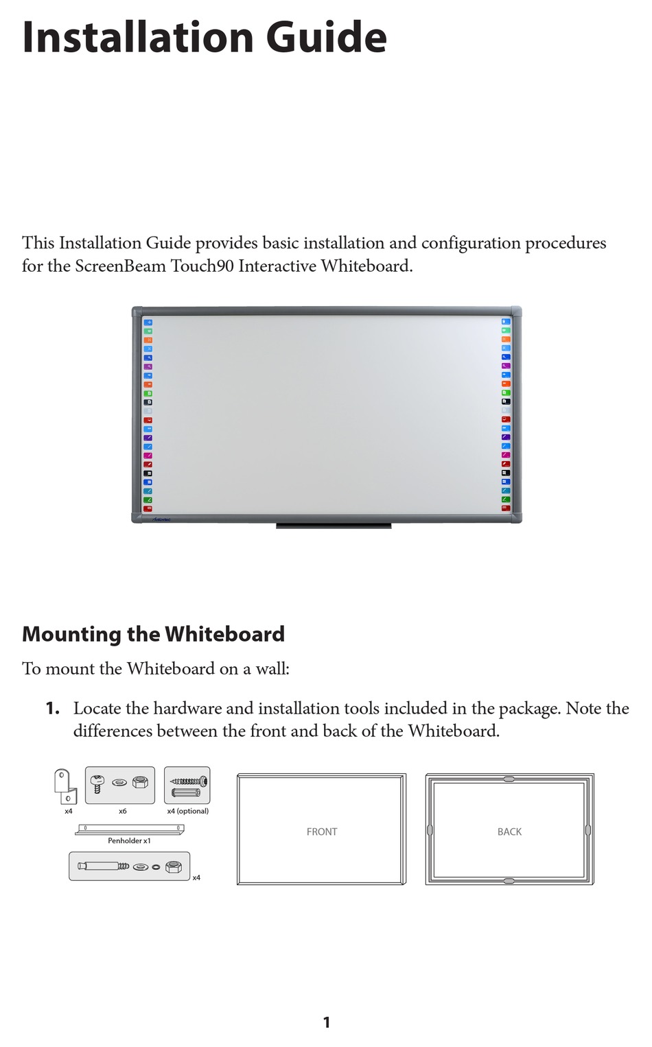 SCREENBEAM TOUCH90 INSTALLATION MANUAL Pdf Download ManualsLib