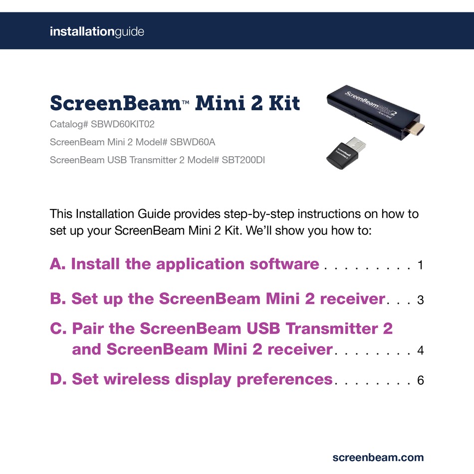 actiontec screenbeam mini 2 software download