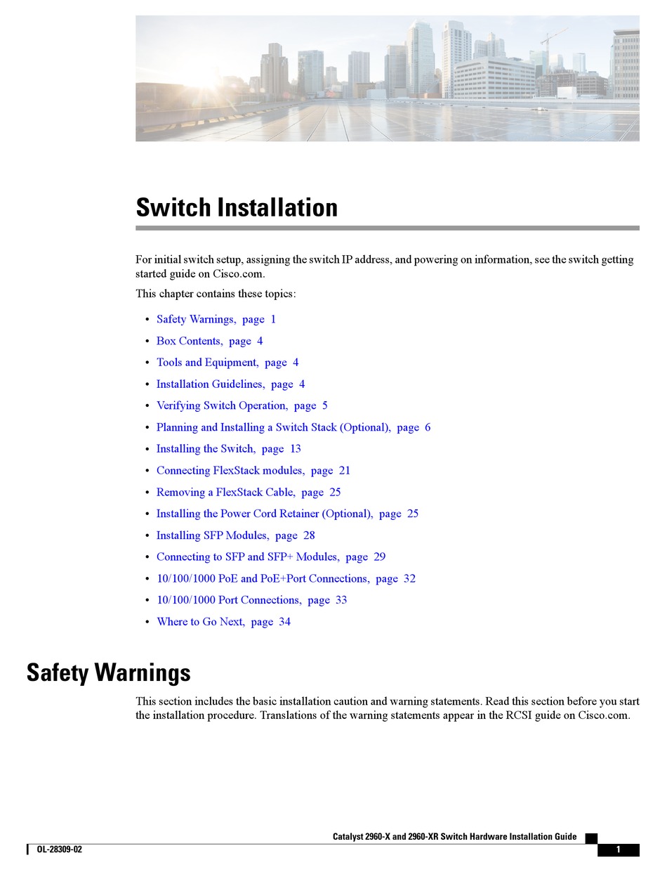 CISCO CATALYST 2960-X HARDWARE INSTALLATION MANUAL Pdf Download