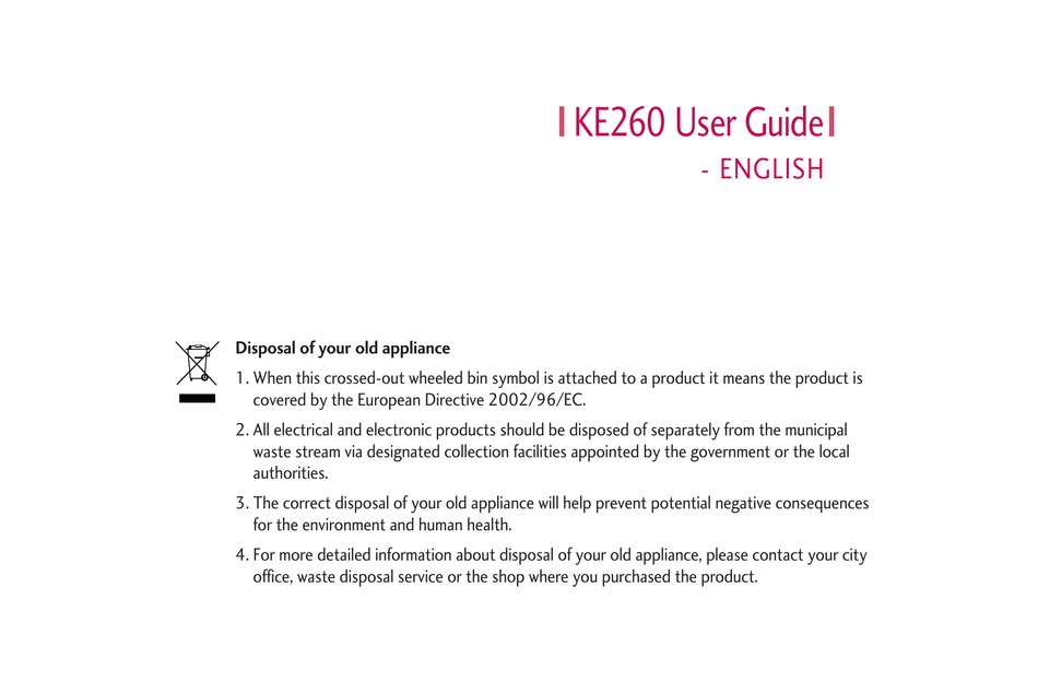 LG KE260 USER MANUAL Pdf Download | ManualsLib