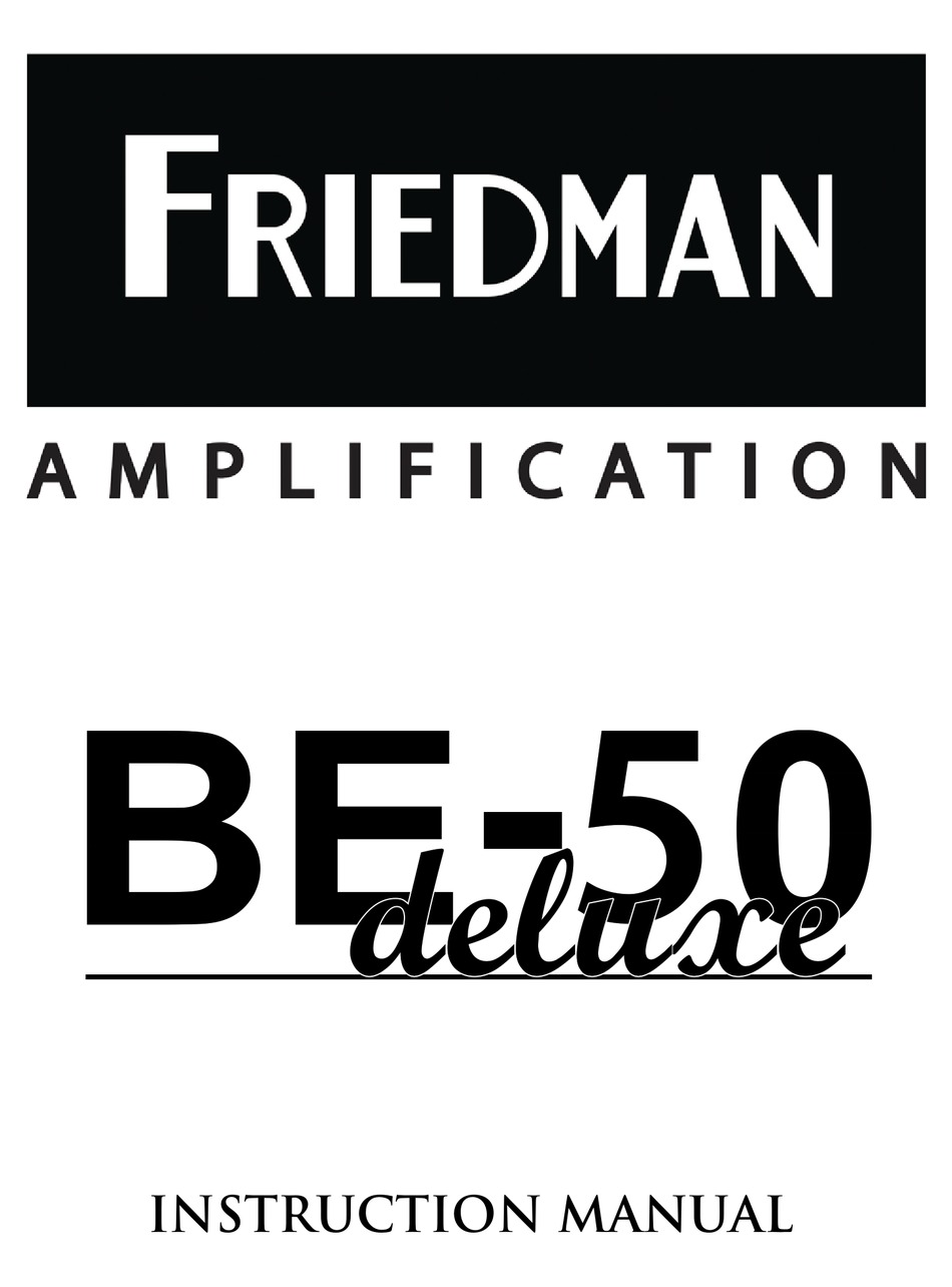 Friedman Be 50 Deluxe Instruction Manual Pdf Download Manualslib