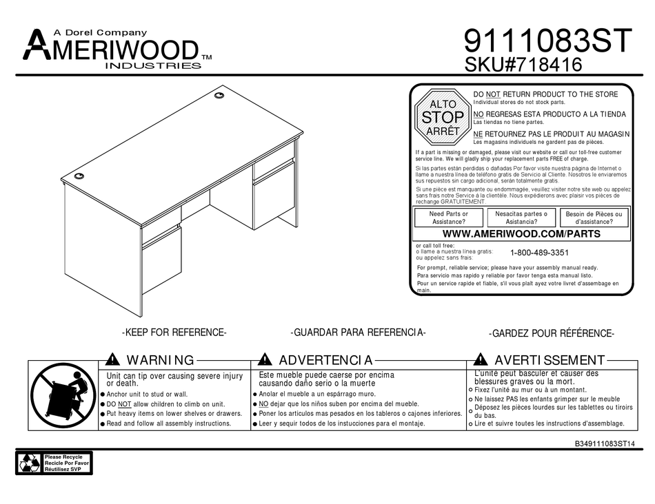 AMERIWOOD 9111083ST ASSEMBLY INSTRUCTION MANUAL Pdf Download ManualsLib