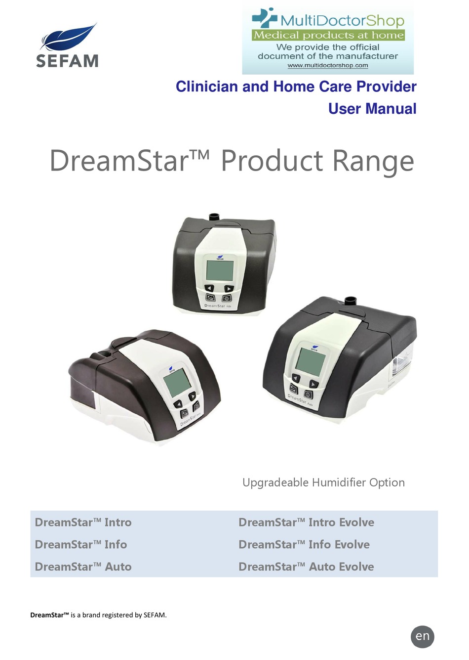 Sefam Dreamstar Intro User Manual Pdf Download Manualslib