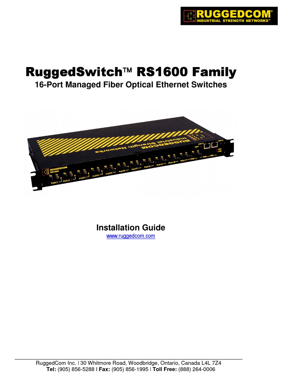 Ruggedcom Ruggedswitch Rs1600 Installation Manual Pdf Download Manualslib