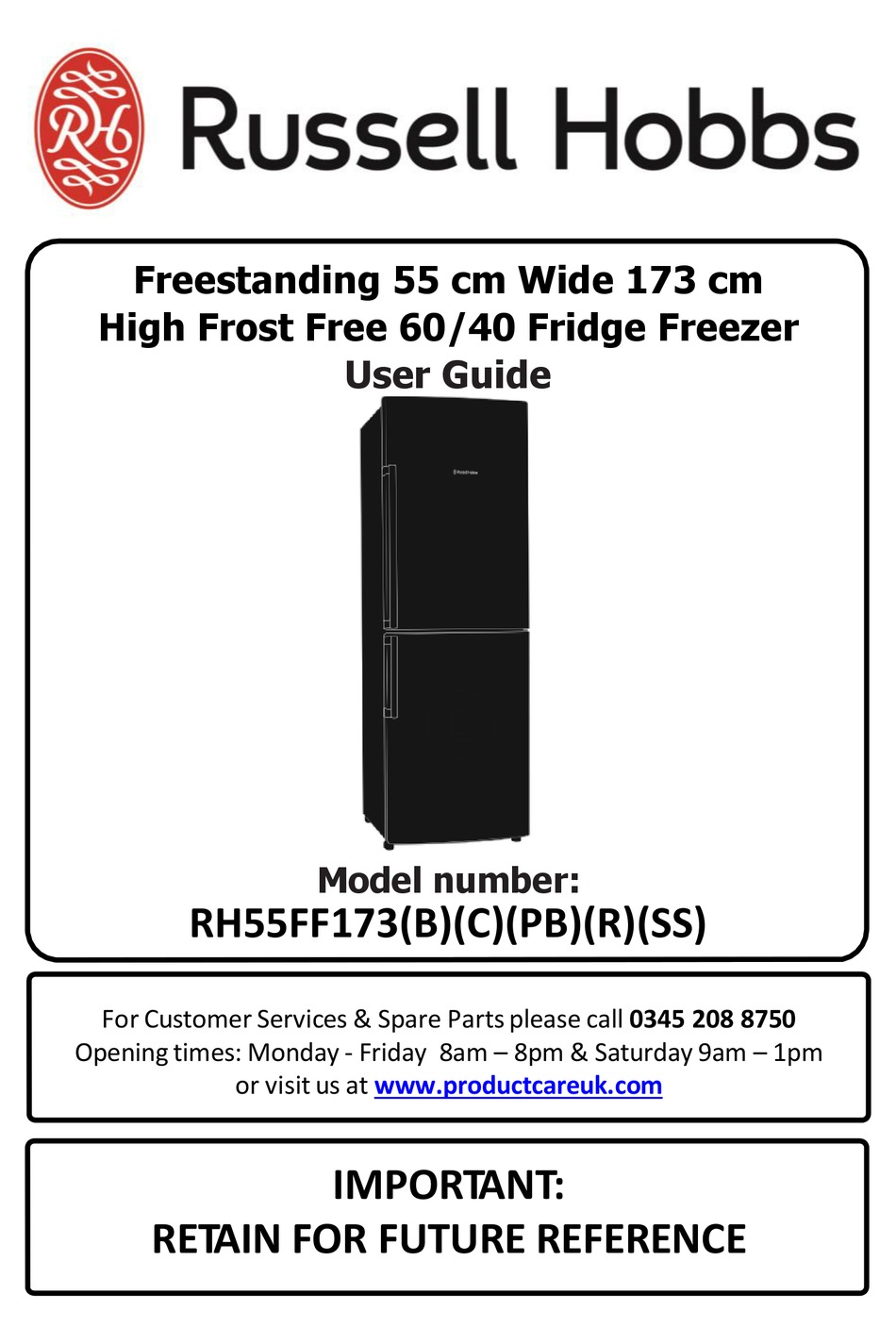 RUSSELL HOBBS RH55FF173B USER MANUAL Pdf Download ManualsLib