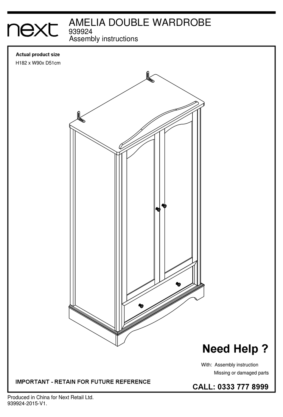 Next Amelia 939924 Assembly Instructions Manual Pdf Download Manualslib
