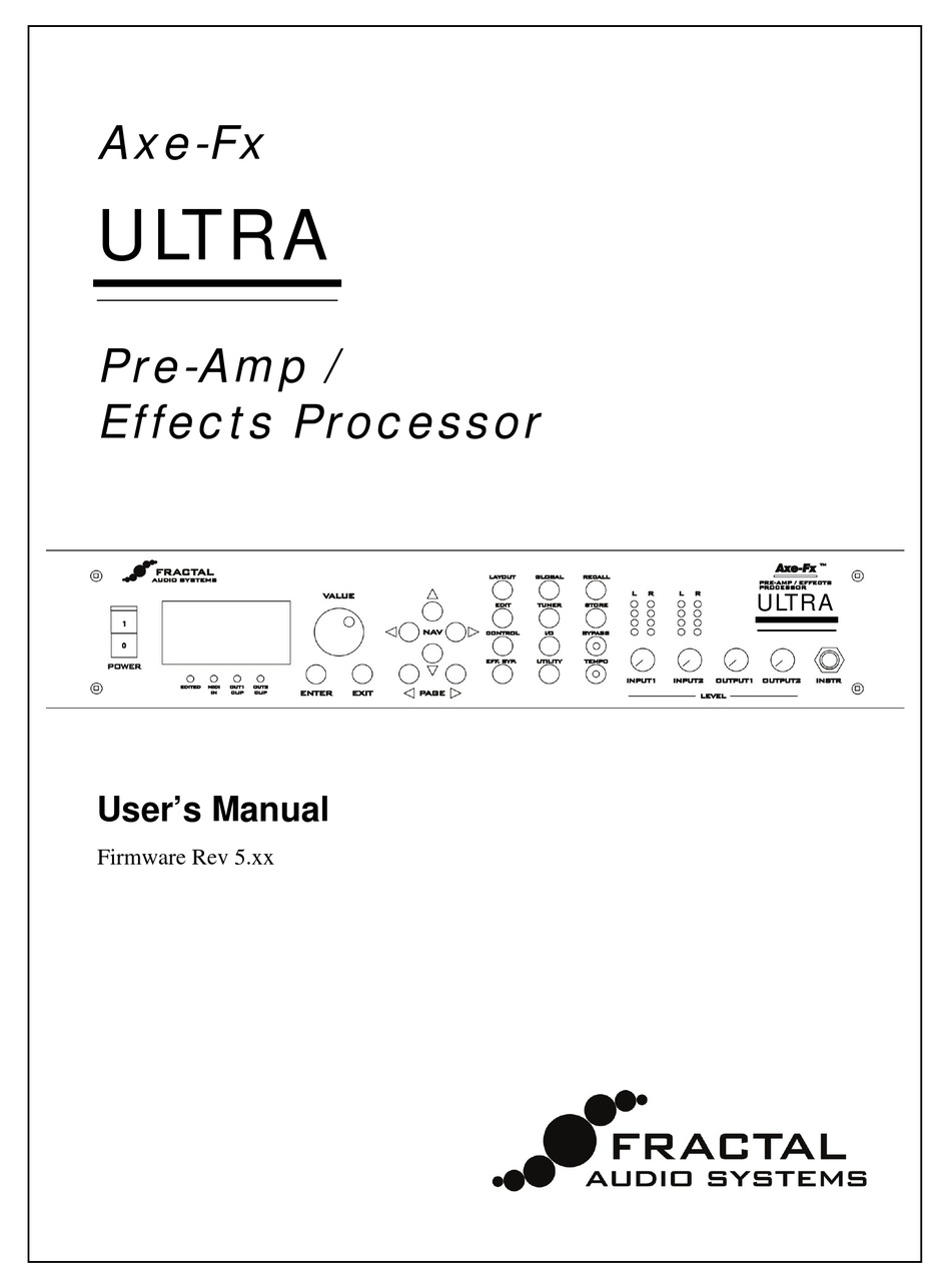 Fractal Audio Axe Fx Ultra User Manual Pdf Download Manualslib