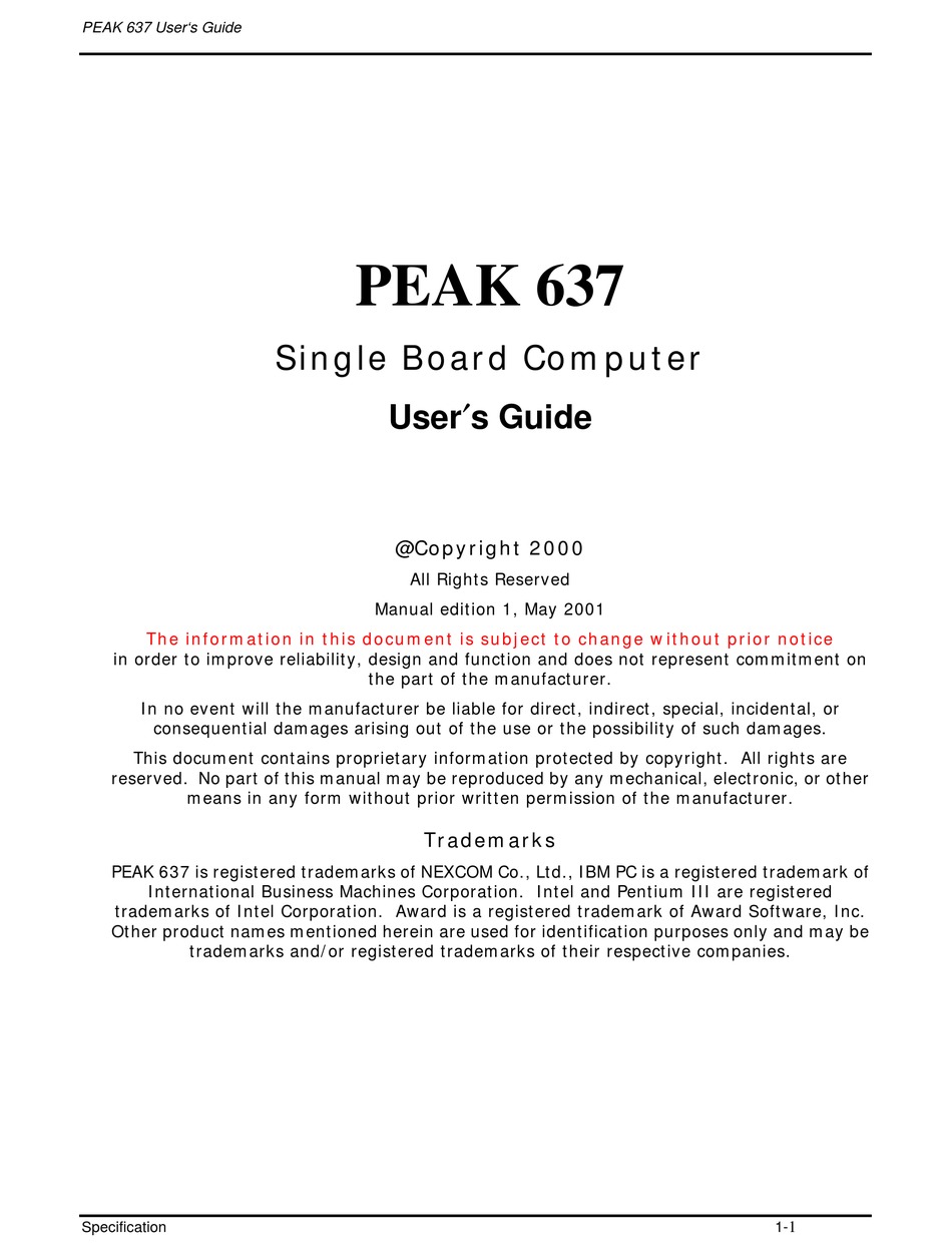NEXCOM PEAK 637 USER MANUAL Pdf Download ManualsLib